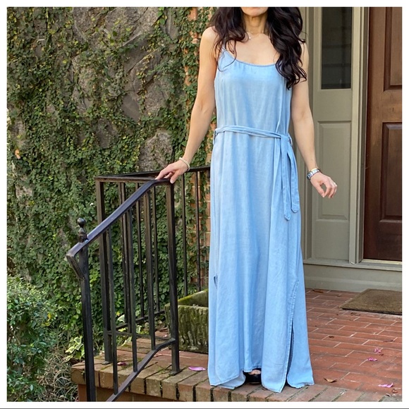 27 ✨MADE IN ITALY✨Sleeveless belted Jean maxi dress - Picture 4 of 6
